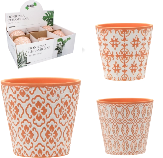 Keramička tegla za cvijeće 13 × 13 × 12 cm, mix uzoraka