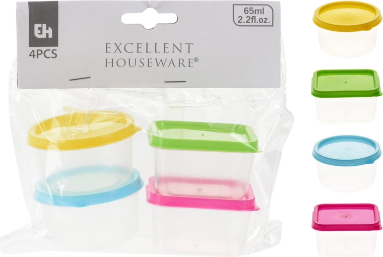 Mini doze 65 ml – set 4 kom, okrugle i kvadratne, mix boja