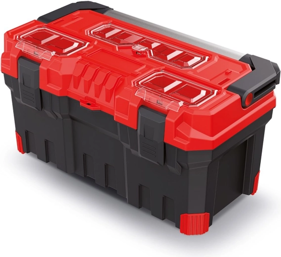 Plastični kovčeg za alat s metalnom ručkom TITAN PLUS, 55 × 29 × 28 cm, crveni