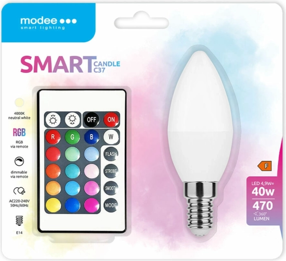 Modee pametna LED žarulja Candle C35 4,9 W E14 RGB+W 470 lm s daljinskim upravljačem