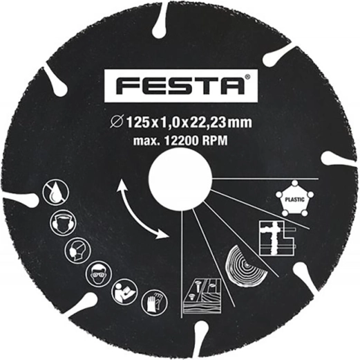 Univerzalni rezni disk 125 × 1,0 × 22,2 mm, karbidni FESTA