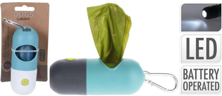 Dispenser za vrećice za pse s LED svjetlom i karabinerom