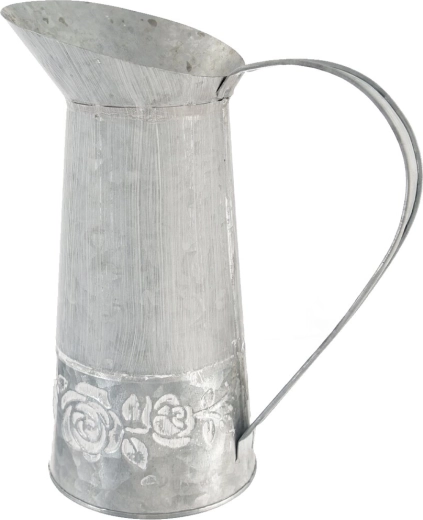 Dekorativna limena zalijevača s motivom ruža, siva 7 × 21 cm