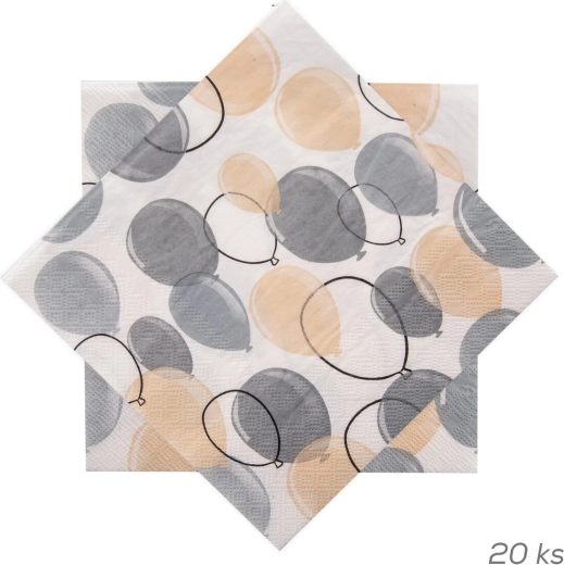 Papirnate salvete s motivom balona sive 33 × 33 cm, 20 kom