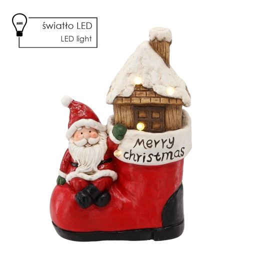Božićna figurica Djed Božićnjak „Merry Christmas“ s LED osvjetljenjem 42 cm