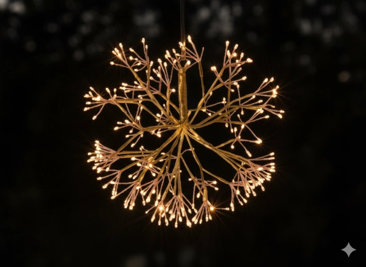 božićni viseći ukras imele zlatni 40 cm s 288 mikro LED, toplo bijela s hladnim bljeskom, za interijer i eksterijer
