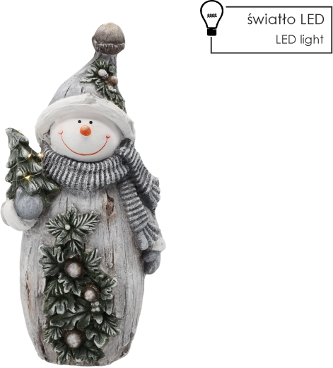 Božićna figurica snjegovića s jelkom s LED osvjetljenjem 44 cm