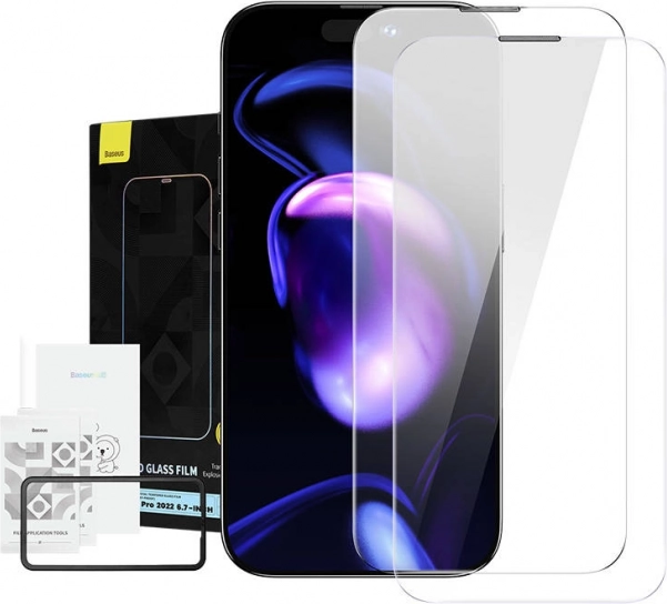 Baseus Crystal kaljeno staklo otporno na prašinu 0,3 mm za iPhone 14/13/13 Pro – Dvostruko pakiranje