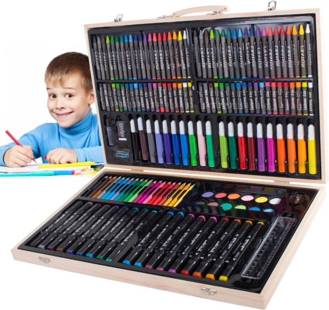 Umjetnički set za crtanje u drvenoj kutiji