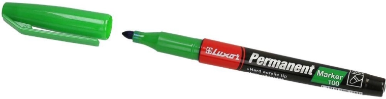 Permanentni marker LUXOR 100, zeleni, 1–2 mm