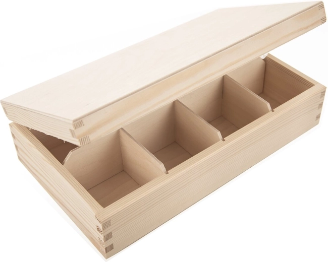 Drvena kutija za čaj bež 30 × 18 × 8 cm