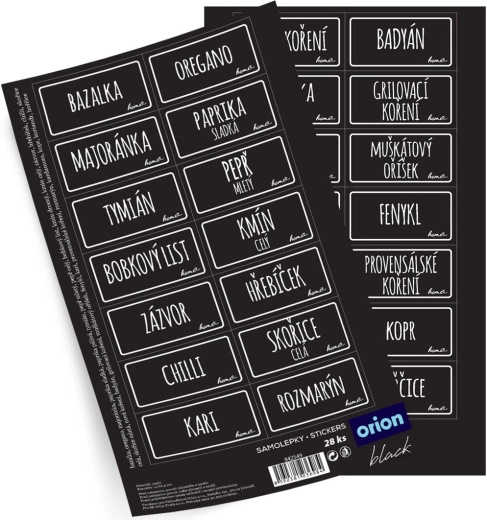 Naljepnice za staklenke Black pravokutnik 28 kom CZ