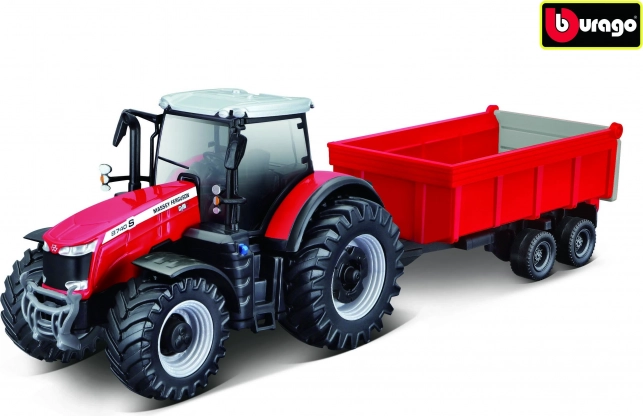 Metalni traktor Massey Ferguson s prikolicom u mjerilu 1:50