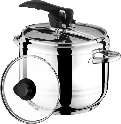 Lonac pod tlakom 5 l AXIO od nehrđajućeg čelika sa staklenim poklopcem