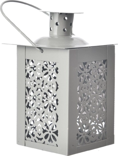Dekorativna metalna lanternica siva 12 cm