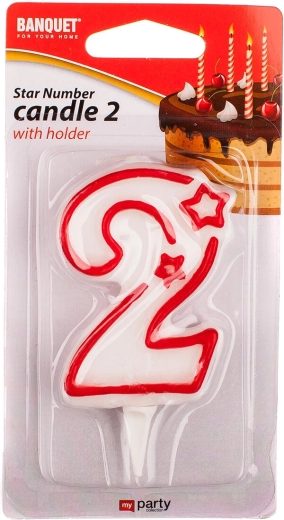 Rođendanska svijeća broj 2 MY PARTY 7 × 4,5 cm