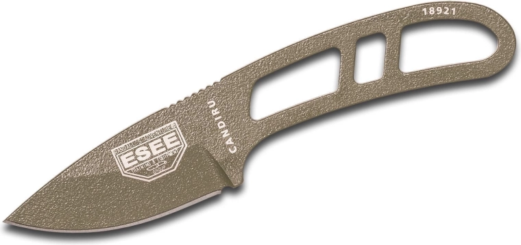 ESEE Candiru nož za nošenje oko vrata 5,1 cm, OD zelena, ugljični čelik, plastična futrola