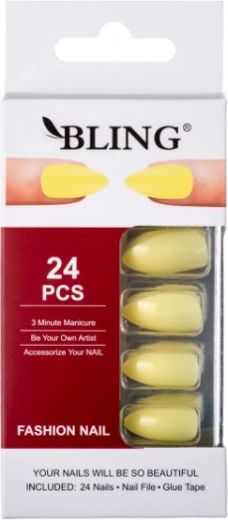Umjetni nokti, BLING Fashion Nail Tips (24 kom) - žuti