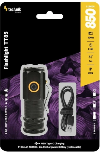 Džepna svjetiljka Technik TT85, 850 lm, 3× LED P35, USB‑C, magnetska baza