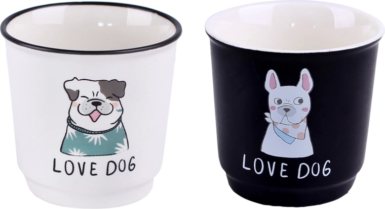Keramičke šalice TORO s motivom psića 90 ml, set 6 kom