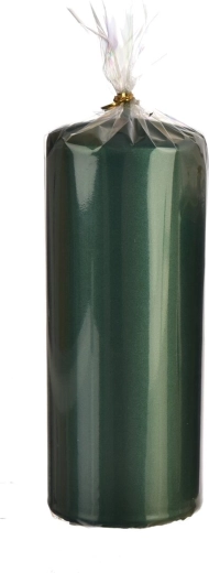 Valjkasta svijeća metalik mat zelena 18 cm