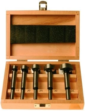 Set svrdla za drvo (Forstner) 15–35 mm u drvenoj kutiji, 5 kom