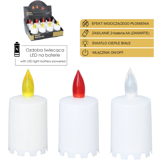 LED svijeća 10,5 cm, mix boja (12 kom u pakiranju)