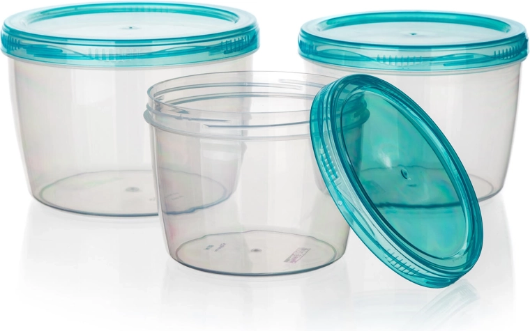 Set okruglih plastičnih posuda za hranu 3 kom ACASSA (600, 880 i 1180 ml)