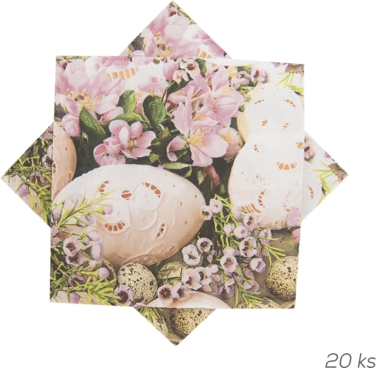 Papirnate salvete s motivom jaja i cvijeća 33 × 33 cm, 20 kom