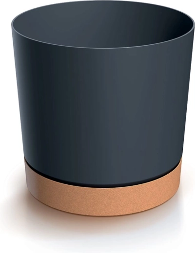 Lončanica s tanjurom TUBO PM 17,8 cm antracit/naturo ECO