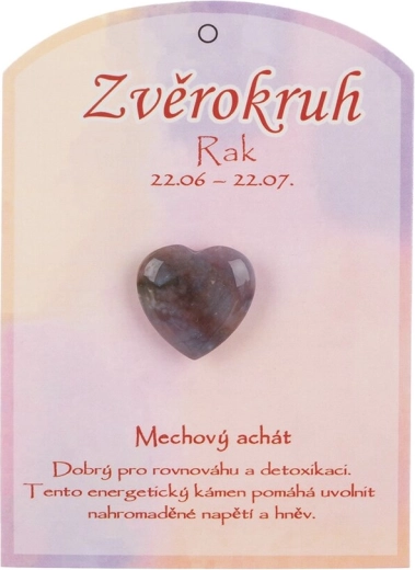 Mahovinasti ahat – polirano srce za znak Raka