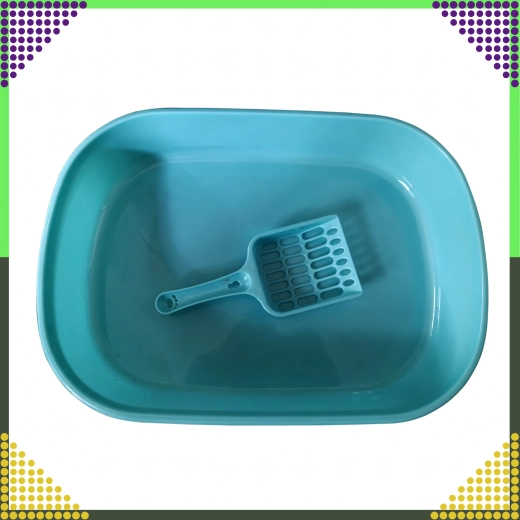 Otvoreni mačji WC s lopaticom 41 × 31 × 9 cm (plavi)