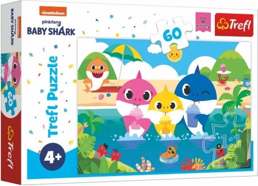 Slagalica Baby Shark – Obitelj morskih pasa na odmoru, 60 dijelova (33 × 22 cm)