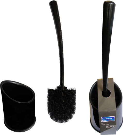 WC set okrugli od plastike s četkom 8 cm – crna