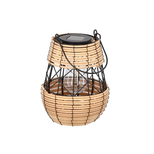 Solarni metalni lanterni lampion crno‑bež 23 cm