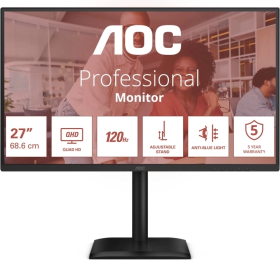 AOC Q27E4CV 27" QHD IPS monitor 120 Hz s USB-C i RJ-45
