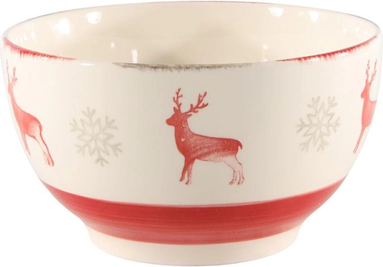 Božićna keramička zdjelica s jelenom 14 cm