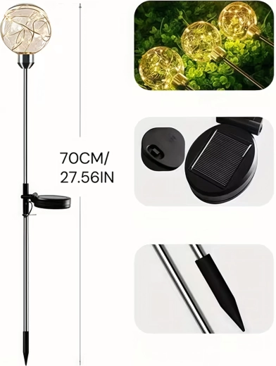 Solarna vrtna svjetla za zemlju – vodootporne LED kugle, set 4 kom