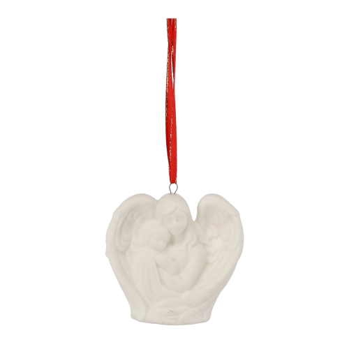 Keramička anđeoska figurica s krilima i ovjesom, bijela, 7 cm