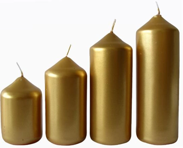 Adventske svijeće PROVENCE Ø 4 cm, zlatne, set 4 veličina