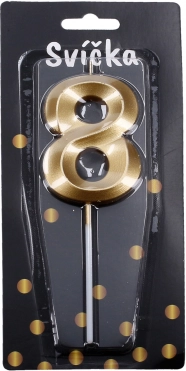 Zlatna rođendanska svijeća broj osam