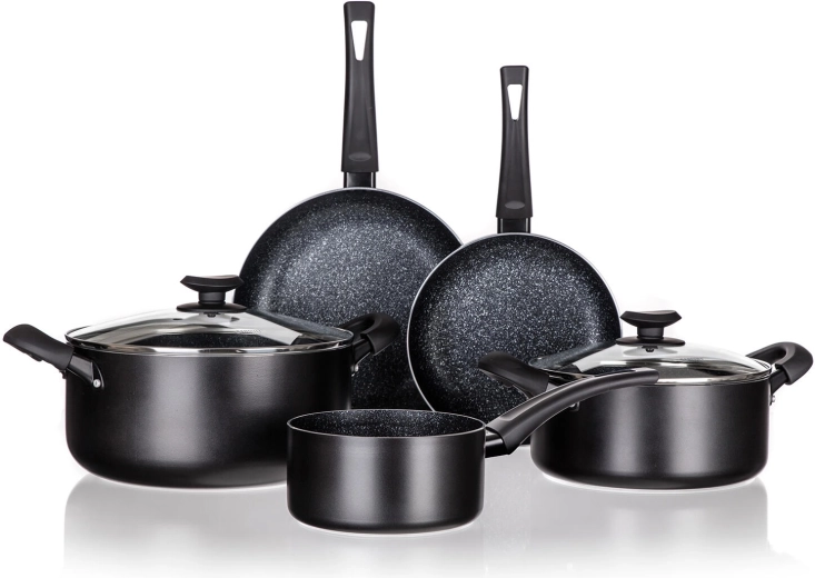 Set posuđa Black Stone 7-dijelni s neprianjajućom površinom, indukcijski