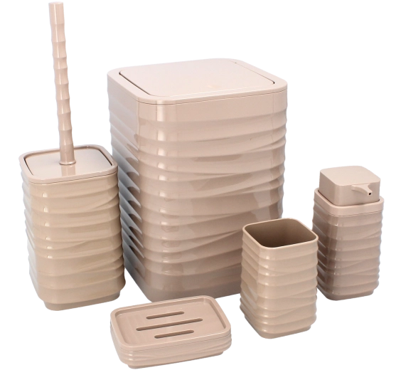 Kupaonski set 5 dijelova kvadratni smeđi