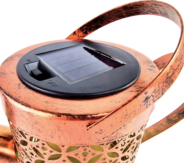 Solarna vrtna lampa u obliku kante s toplim LED svjetlima, kolac za zabod i vješanje na kuku