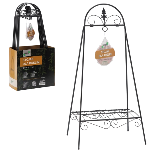 Crni metalni stalak za biljke 49 × 40 × 99 cm