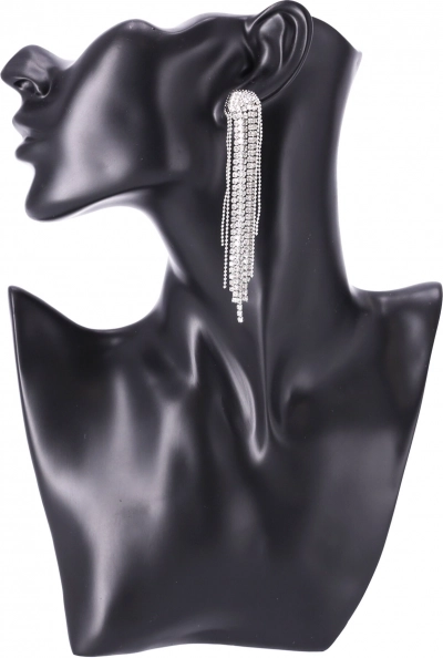 Duge naušnice s kristalima - srebrne