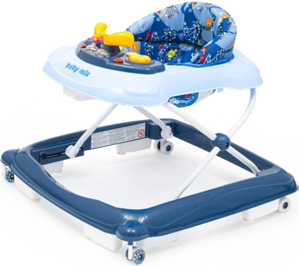 Dječje hodalica BABY MIX s volanom i silikonskim kotačićima, tamnoplava