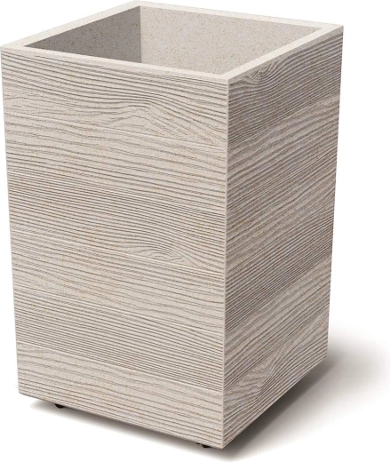 Plastična žardinjera Madera Square Eco Wood 38,5 × 38,5 × 37 cm – bijeli eko drveni dekor