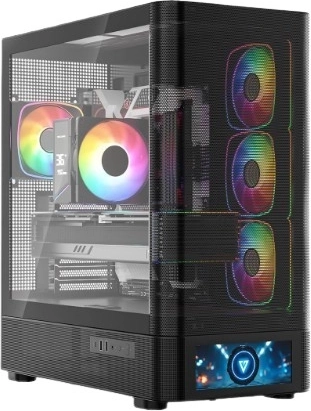 Računalno kućište MODECOM Volcano AQ500 ARGB Midi s LCD-om, crno