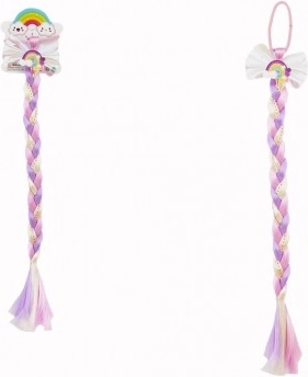 Gumica za kosu s mašnom i šarenom pletenicom s fliterima